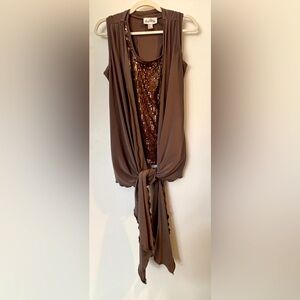 Joseph Ribkoff Sequin Tank Top with long Vest in a gorgeous mocha color size 10!